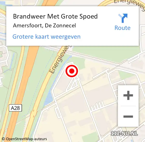 Locatie op kaart van de 112 melding: Brandweer Met Grote Spoed Naar Amersfoort, De Zonnecel op 25 april 2022 22:03