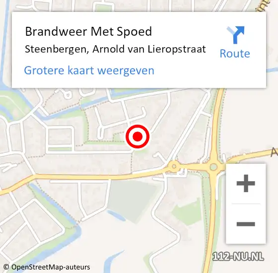 Locatie op kaart van de 112 melding: Brandweer Met Spoed Naar Steenbergen, Arnold van Lieropstraat op 25 april 2022 22:06