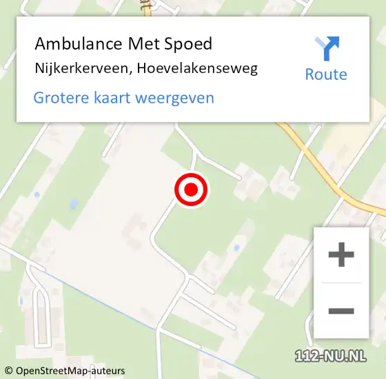 Locatie op kaart van de 112 melding: Ambulance Met Spoed Naar Nijkerkerveen, Hoevelakenseweg op 25 april 2022 22:12