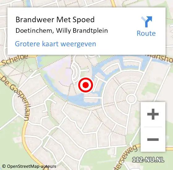 Locatie op kaart van de 112 melding: Brandweer Met Spoed Naar Doetinchem, Willy Brandtplein op 25 april 2022 22:14