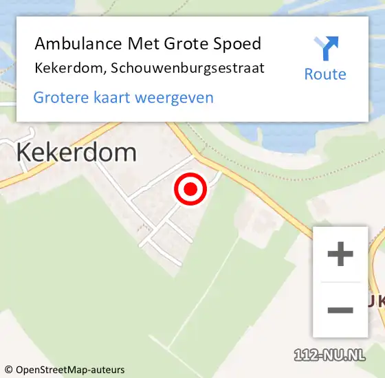 Locatie op kaart van de 112 melding: Ambulance Met Grote Spoed Naar Kekerdom, Schouwenburgsestraat op 25 april 2022 22:22