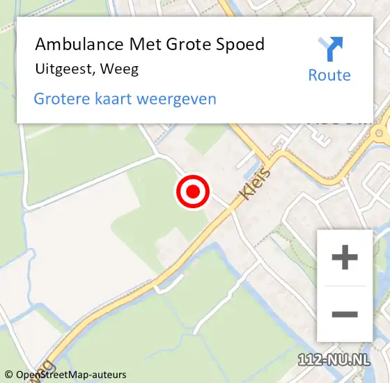 Locatie op kaart van de 112 melding: Ambulance Met Grote Spoed Naar Uitgeest, Weeg op 25 april 2022 23:17