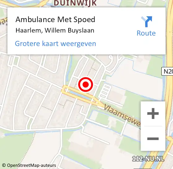 Locatie op kaart van de 112 melding: Ambulance Met Spoed Naar Haarlem, Willem Buyslaan op 26 april 2022 00:39