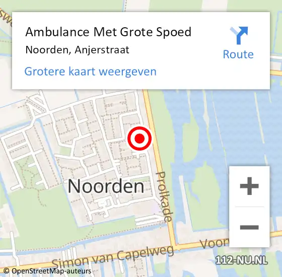 Locatie op kaart van de 112 melding: Ambulance Met Grote Spoed Naar Noorden, Anjerstraat op 26 april 2022 00:47