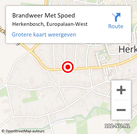 Locatie op kaart van de 112 melding: Brandweer Met Spoed Naar Herkenbosch, Europalaan-West op 26 april 2022 01:03