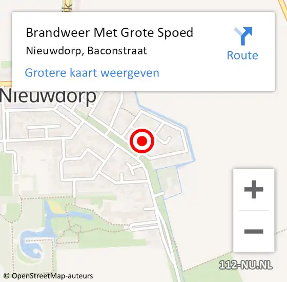 Locatie op kaart van de 112 melding: Brandweer Met Grote Spoed Naar Nieuwdorp, Baconstraat op 26 april 2022 01:33