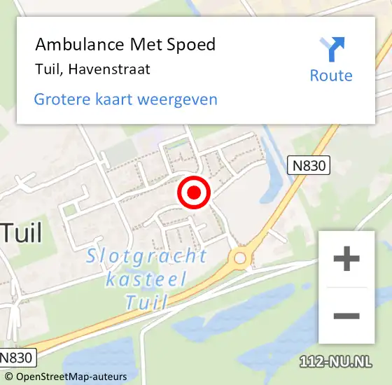 Locatie op kaart van de 112 melding: Ambulance Met Spoed Naar Tuil, Havenstraat op 26 april 2022 01:34