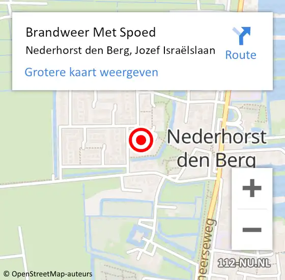 Locatie op kaart van de 112 melding: Brandweer Met Spoed Naar Nederhorst den Berg, Jozef Israëlslaan op 26 april 2022 01:53