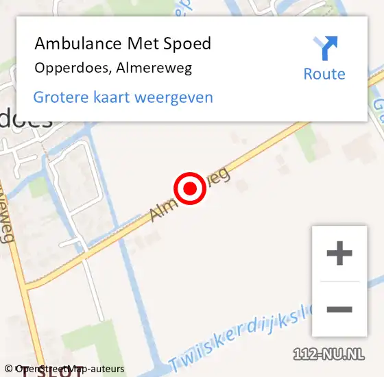 Locatie op kaart van de 112 melding: Ambulance Met Spoed Naar Opperdoes, Almereweg op 26 april 2022 02:27