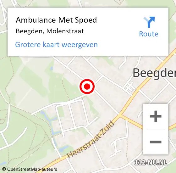 Locatie op kaart van de 112 melding: Ambulance Met Spoed Naar Beegden, Molenstraat op 26 april 2022 02:59