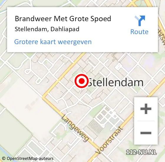 Locatie op kaart van de 112 melding: Brandweer Met Grote Spoed Naar Stellendam, Dahliapad op 26 april 2022 03:19