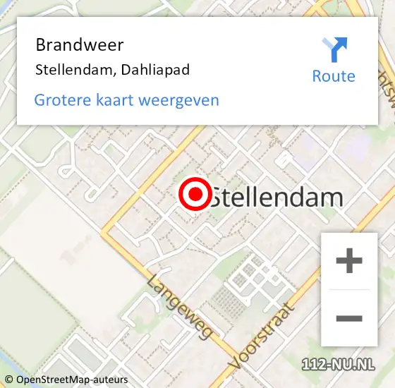 Locatie op kaart van de 112 melding: Brandweer Stellendam, Dahliapad op 26 april 2022 03:22