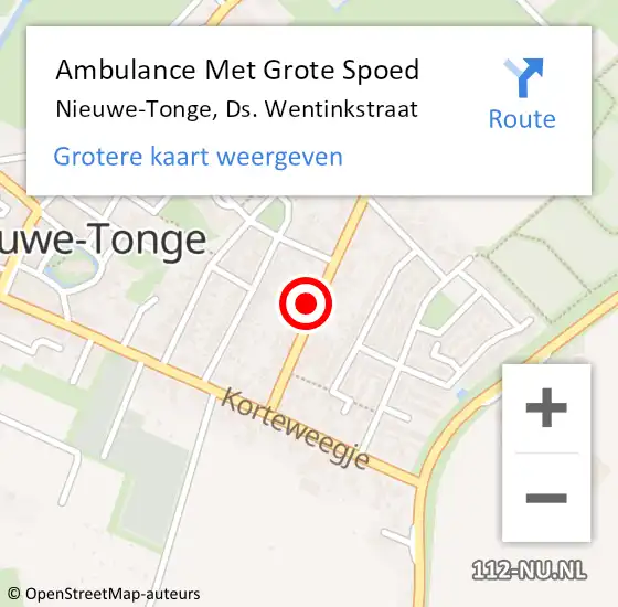 Locatie op kaart van de 112 melding: Ambulance Met Grote Spoed Naar Nieuwe-Tonge, Ds. Wentinkstraat op 26 april 2022 03:31