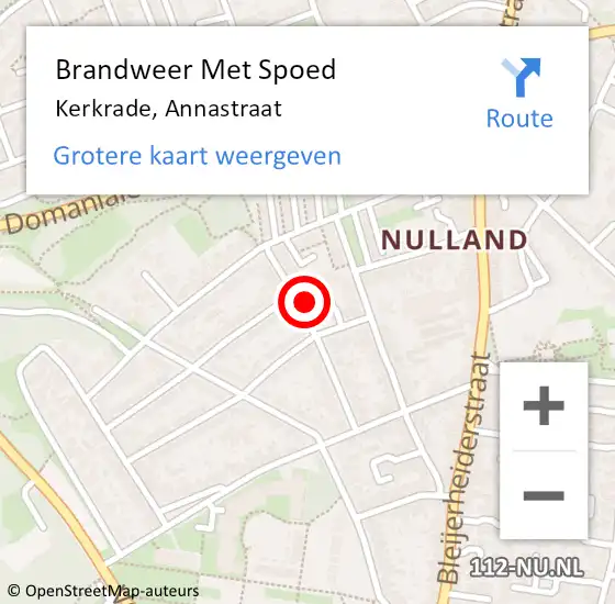 Locatie op kaart van de 112 melding: Brandweer Met Spoed Naar Kerkrade, Annastraat op 26 april 2022 03:34