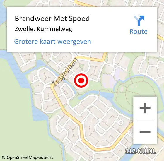 Locatie op kaart van de 112 melding: Brandweer Met Spoed Naar Zwolle, Kummelweg op 26 april 2022 06:05