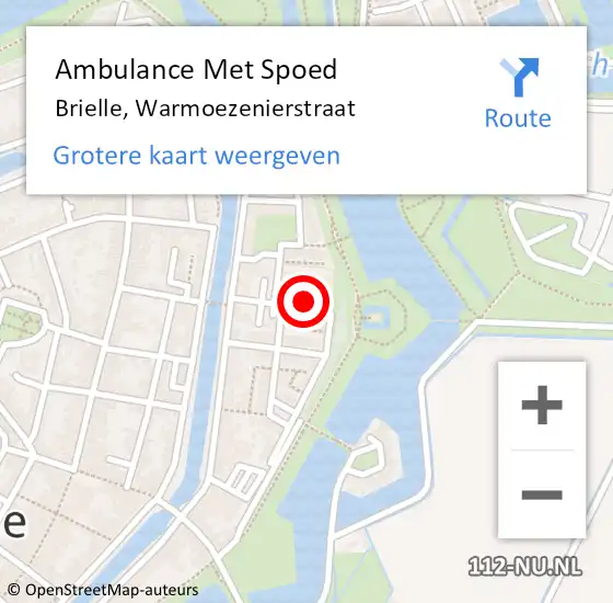 Locatie op kaart van de 112 melding: Ambulance Met Spoed Naar Brielle, Warmoezenierstraat op 26 april 2022 06:53