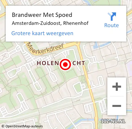 Locatie op kaart van de 112 melding: Brandweer Met Spoed Naar Amsterdam-Zuidoost, Rhenenhof op 26 april 2022 07:03