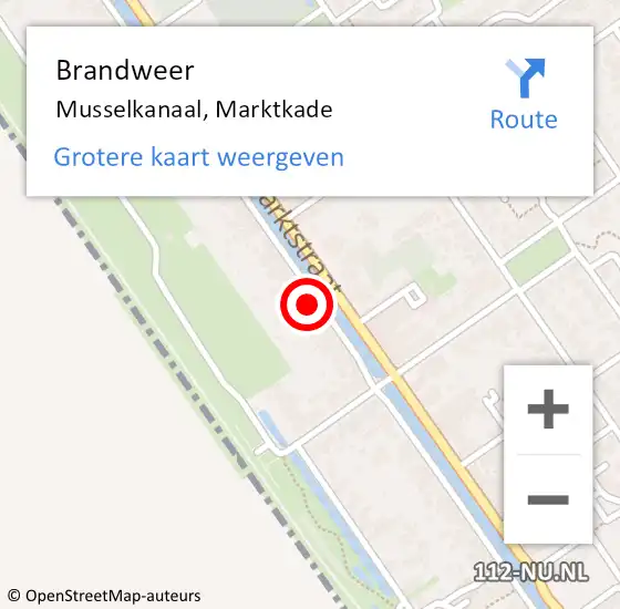 Locatie op kaart van de 112 melding: Brandweer Musselkanaal, Marktkade op 26 april 2022 07:15