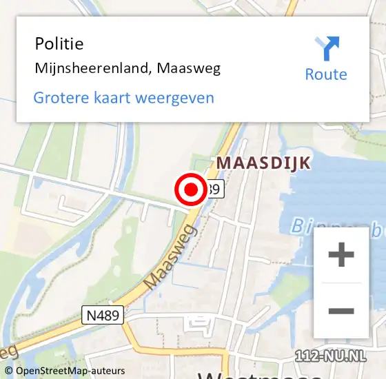 Locatie op kaart van de 112 melding: Politie Mijnsheerenland, Maasweg op 26 april 2022 07:37