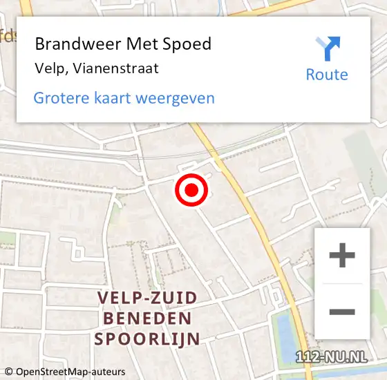 Locatie op kaart van de 112 melding: Brandweer Met Spoed Naar Velp, Vianenstraat op 26 april 2022 07:48