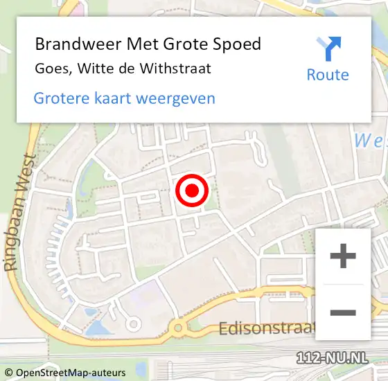 Locatie op kaart van de 112 melding: Brandweer Met Grote Spoed Naar Goes, Witte de Withstraat op 26 april 2022 08:38