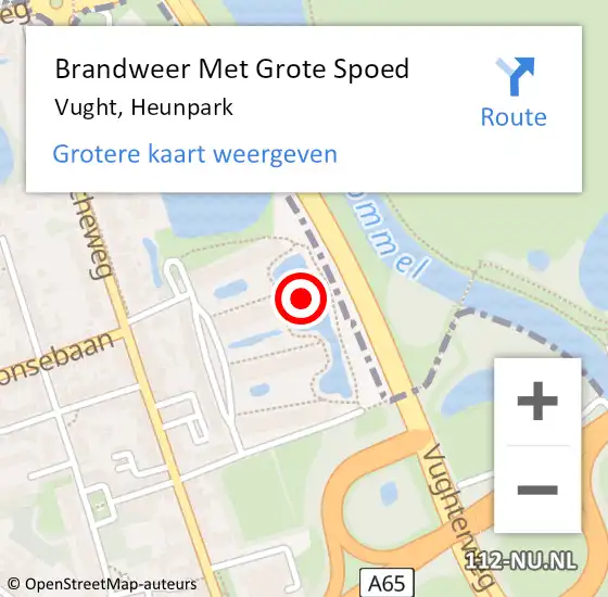 Locatie op kaart van de 112 melding: Brandweer Met Grote Spoed Naar Vught, Heunpark op 26 april 2022 08:47