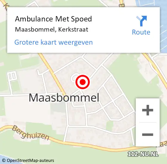 Locatie op kaart van de 112 melding: Ambulance Met Spoed Naar Maasbommel, Kerkstraat op 26 april 2022 08:56
