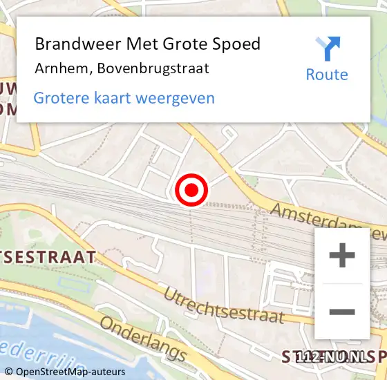 Locatie op kaart van de 112 melding: Brandweer Met Grote Spoed Naar Arnhem, Bovenbrugstraat op 26 april 2022 08:59