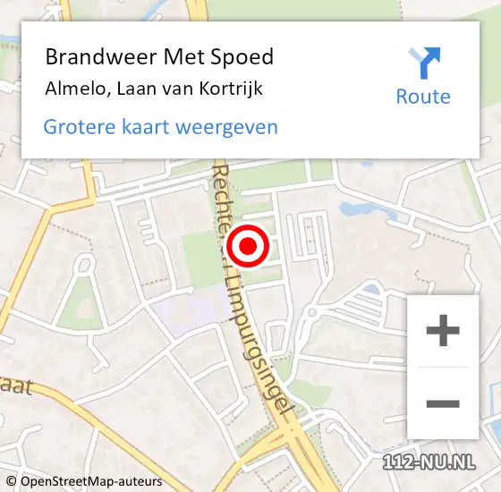 Locatie op kaart van de 112 melding: Brandweer Met Spoed Naar Almelo, Laan van Kortrijk op 26 april 2022 09:22