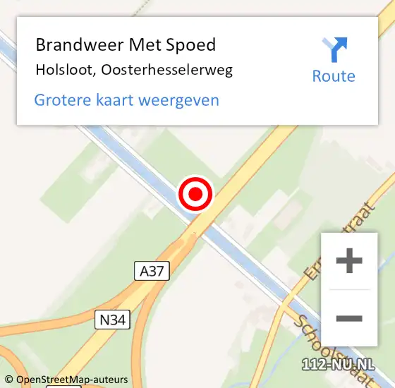 Locatie op kaart van de 112 melding: Brandweer Met Spoed Naar Holsloot, Oosterhesselerweg op 26 april 2022 09:24