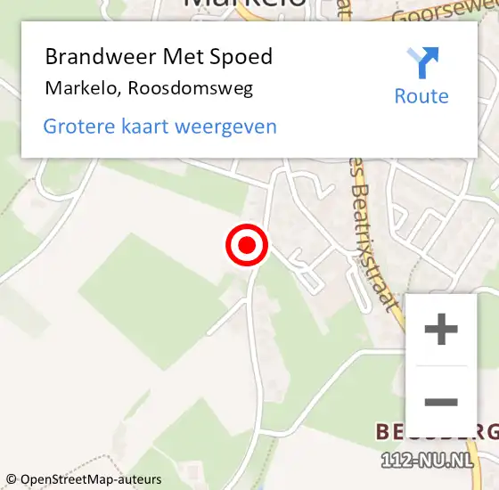 Locatie op kaart van de 112 melding: Brandweer Met Spoed Naar Markelo, Roosdomsweg op 26 april 2022 09:34