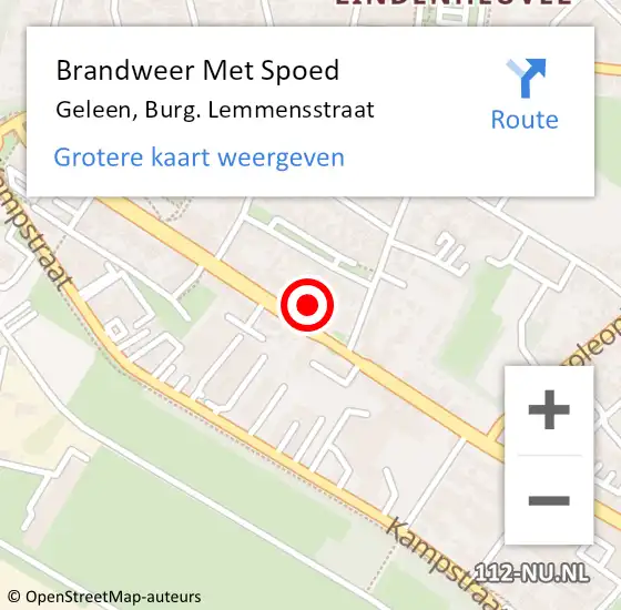 Locatie op kaart van de 112 melding: Brandweer Met Spoed Naar Geleen, Burg. Lemmensstraat op 26 april 2022 09:40