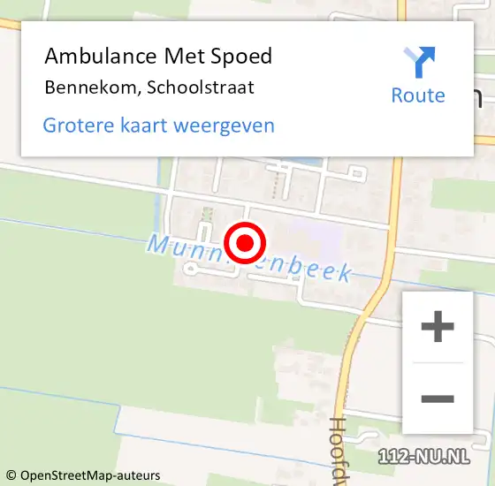 Locatie op kaart van de 112 melding: Ambulance Met Spoed Naar Bennekom, Schoolstraat op 26 april 2022 09:43