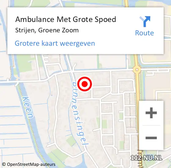 Locatie op kaart van de 112 melding: Ambulance Met Grote Spoed Naar Strijen, Groene Zoom op 26 april 2022 09:43