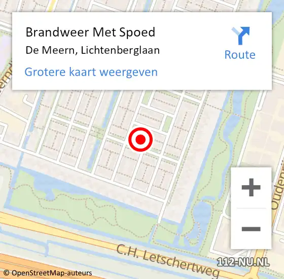 Locatie op kaart van de 112 melding: Brandweer Met Spoed Naar De Meern, Lichtenberglaan op 26 april 2022 09:53