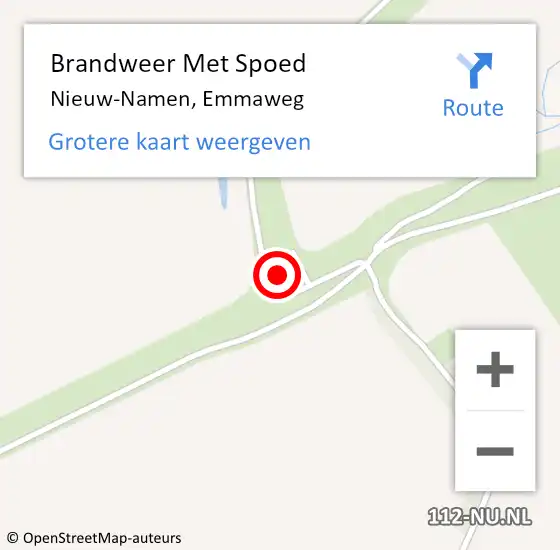 Locatie op kaart van de 112 melding: Brandweer Met Spoed Naar Nieuw-Namen, Emmaweg op 26 april 2022 10:04