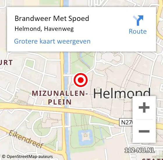 Locatie op kaart van de 112 melding: Brandweer Met Spoed Naar Helmond, Havenweg op 26 april 2022 10:40