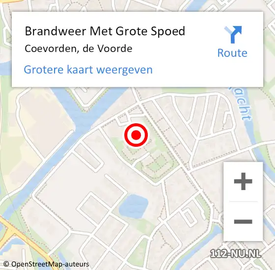 Locatie op kaart van de 112 melding: Brandweer Met Grote Spoed Naar Coevorden, de Voorde op 26 april 2022 10:42