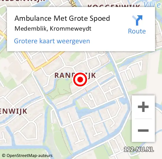 Locatie op kaart van de 112 melding: Ambulance Met Grote Spoed Naar Medemblik, Krommeweydt op 26 april 2022 11:05