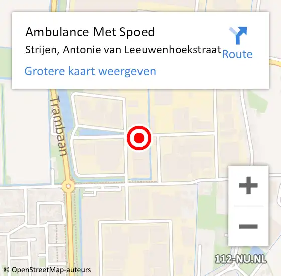 Locatie op kaart van de 112 melding: Ambulance Met Spoed Naar Strijen, Antonie van Leeuwenhoekstraat op 15 juli 2014 15:45