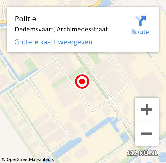 Locatie op kaart van de 112 melding: Politie Dedemsvaart, Archimedesstraat op 26 april 2022 11:06