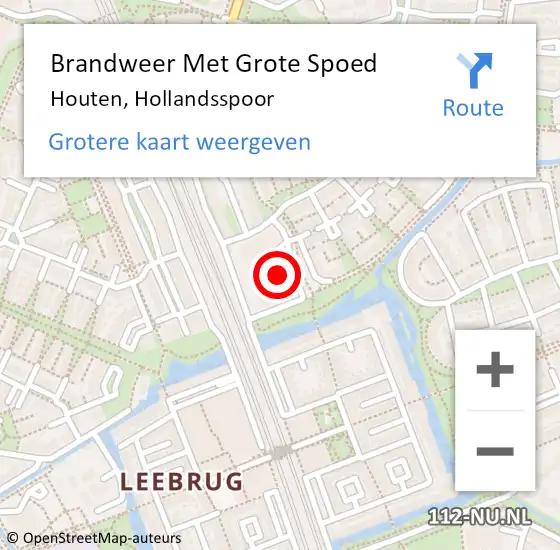 Locatie op kaart van de 112 melding: Brandweer Met Grote Spoed Naar Houten, Hollandsspoor op 26 april 2022 11:26