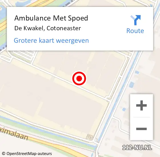 Locatie op kaart van de 112 melding: Ambulance Met Spoed Naar De Kwakel, Cotoneaster op 26 april 2022 11:33