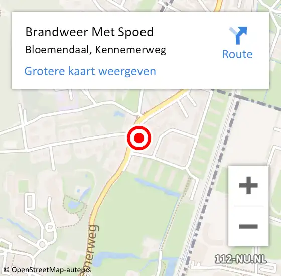 Locatie op kaart van de 112 melding: Brandweer Met Spoed Naar Bloemendaal, Kennemerweg op 26 april 2022 11:37