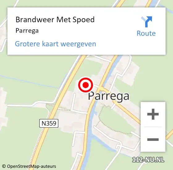 Locatie op kaart van de 112 melding: Brandweer Met Spoed Naar Parrega op 26 april 2022 11:45