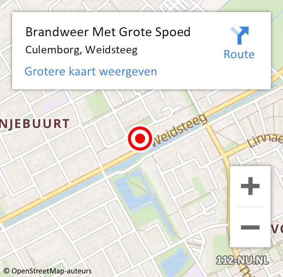 Locatie op kaart van de 112 melding: Brandweer Met Grote Spoed Naar Culemborg, Weidsteeg op 26 april 2022 11:58