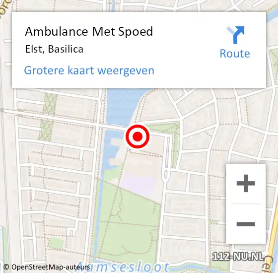 Locatie op kaart van de 112 melding: Ambulance Met Spoed Naar Elst, Basilica op 26 april 2022 12:06