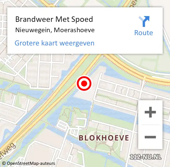 Locatie op kaart van de 112 melding: Brandweer Met Spoed Naar Nieuwegein, Moerashoeve op 26 april 2022 12:11