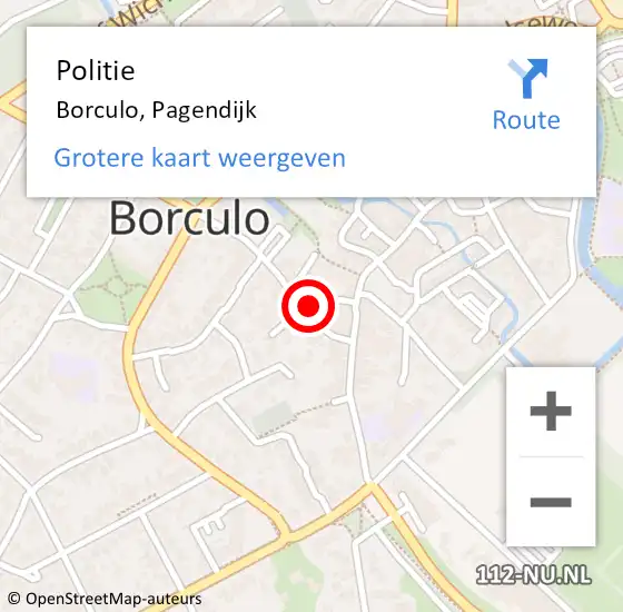 Locatie op kaart van de 112 melding: Politie Borculo, Pagendijk op 26 april 2022 12:15