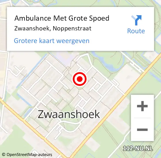Locatie op kaart van de 112 melding: Ambulance Met Grote Spoed Naar Zwaanshoek, Noppenstraat op 26 april 2022 12:15